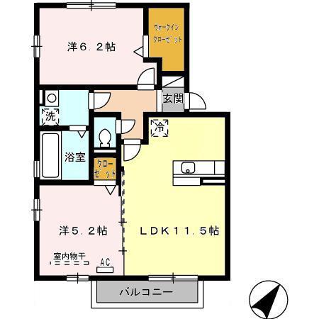 メゾン・ラ・パトリアH(2LDK/2階)の間取り写真