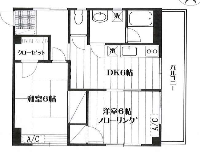 エクセレントハイム(2DK/3階)の間取り写真