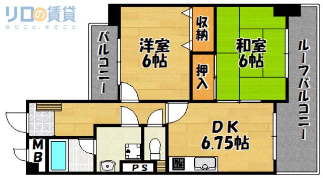 メゾンソワール(2DK/5階)の間取り写真