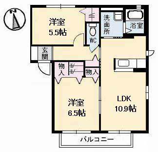 アルファパーク B(2LDK/2階)の間取り写真