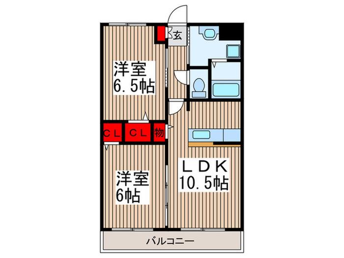 サニーウェル(2LDK/1階)の間取り写真