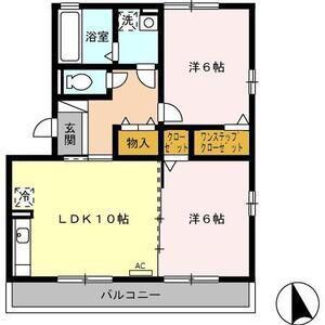グランシャリオ前屋敷A(2LDK/2階)の間取り写真