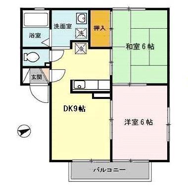 ドリームさくら(2DK/2階)の間取り写真