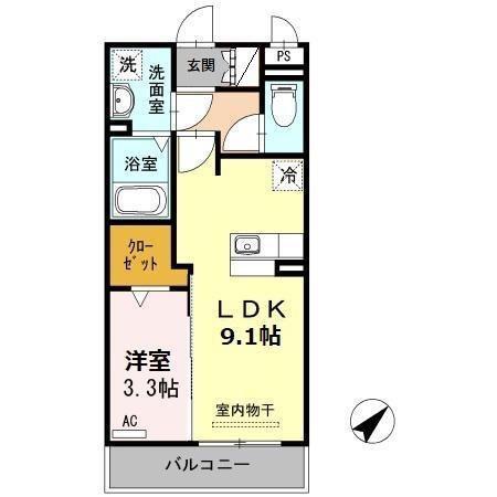 プリマテラッセ(1LDK/3階)の間取り写真