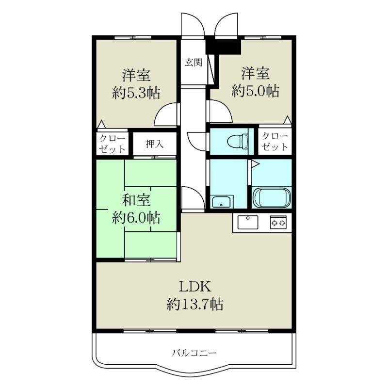 ベルメゾン網川原(3LDK/2階)の間取り写真