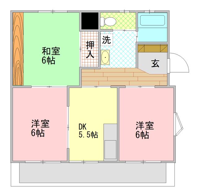 嘉悦マンション(3DK/1階)の間取り写真
