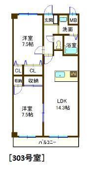 サンステージ東川口(2LDK/3階)の間取り写真