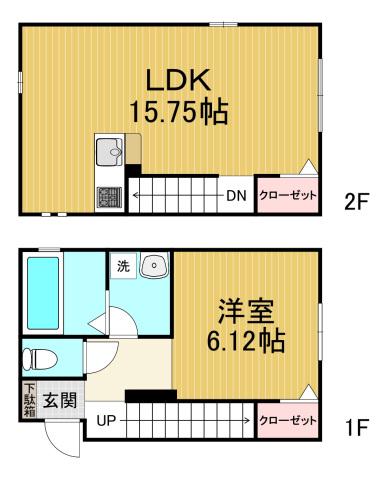 ヒルトップハウス(1LDK/1階)の間取り写真
