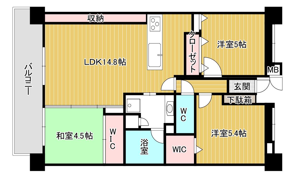 エイリックスタイルアスバ貝塚駅(3LDK/7階)の間取り写真