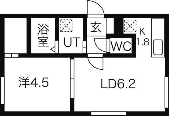 ヴィラ琴似 涼(1LDK/2階)の間取り写真