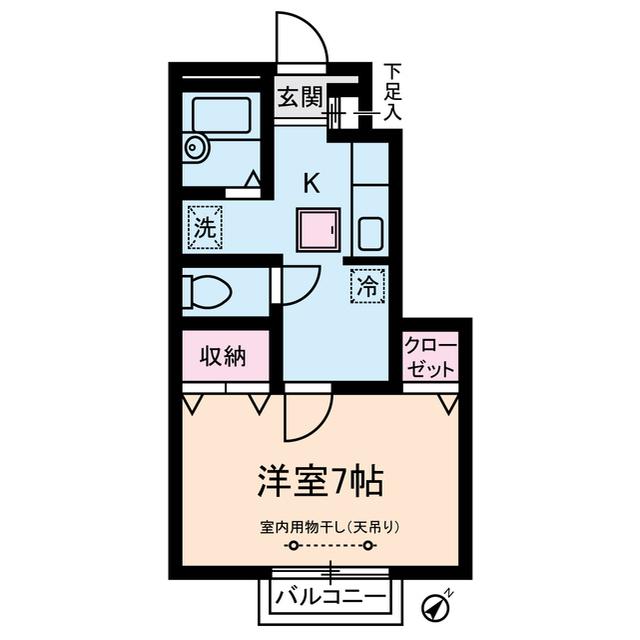 ハイツ・サン(1K/1階)の間取り写真