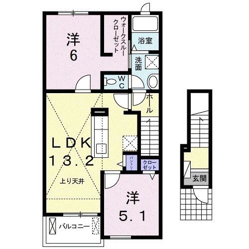 コアレスクA(2LDK/2階)の間取り写真