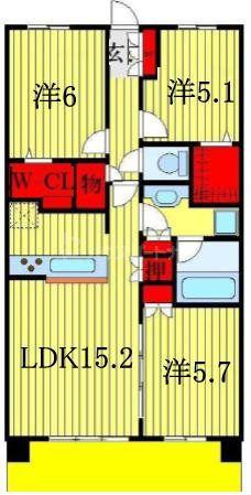 ザ・レジデンス津田沼奏の杜テラス(3LDK/9階)の間取り写真