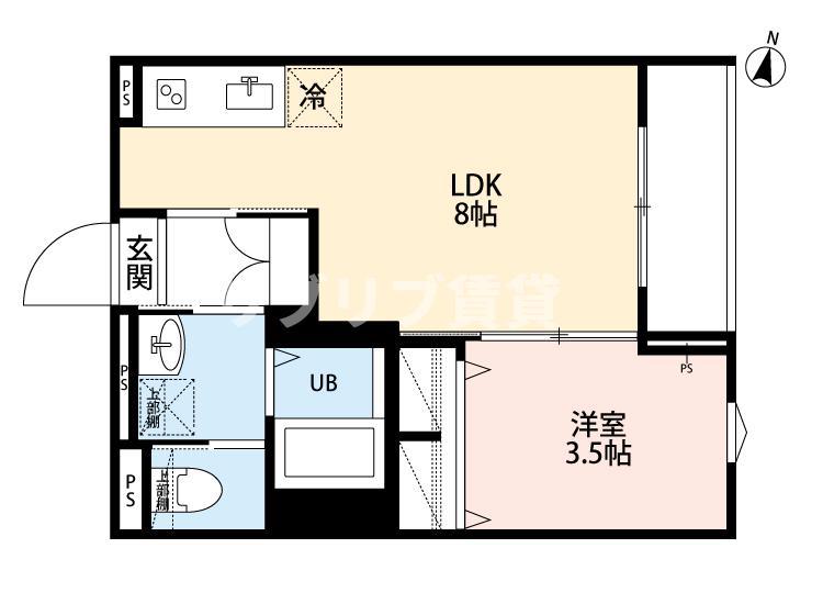 ROBOT HOME 西都賀(1LDK/2階)の間取り写真