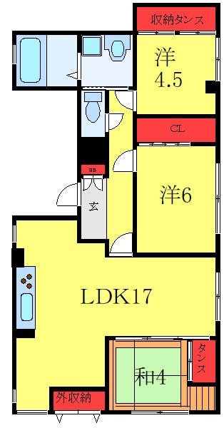 横山ハイツ(3LDK/1階)の間取り写真