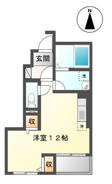メイプル花堂北(ワンルーム/1階)の間取り写真