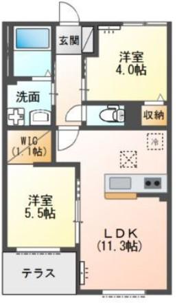 エスポワール(2LDK/1階)の間取り写真