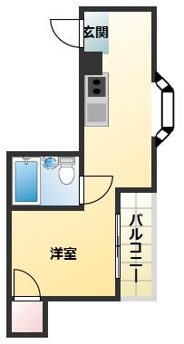 エホール東田辺(ワンルーム/2階)の間取り写真