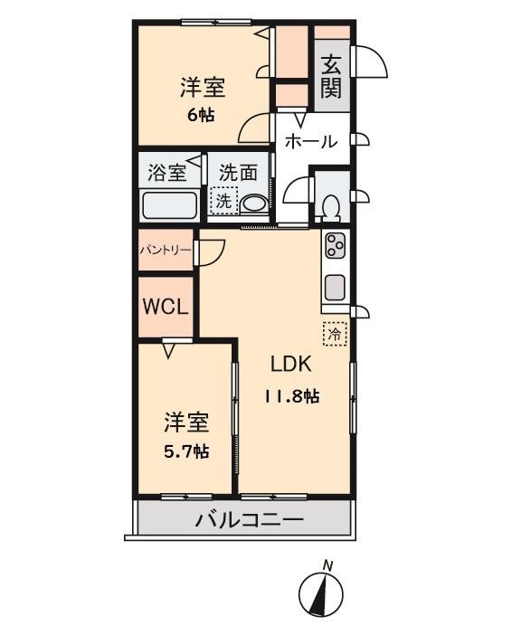 ウェルストン(2LDK/2階)の間取り写真