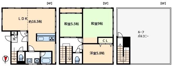マツモトビル(3LDK/4階)の間取り写真