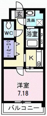 シャンベルジュKT(1K/4階)の間取り写真