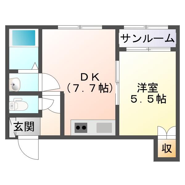 ウェラコート ガイア(1DK/3階)の間取り写真