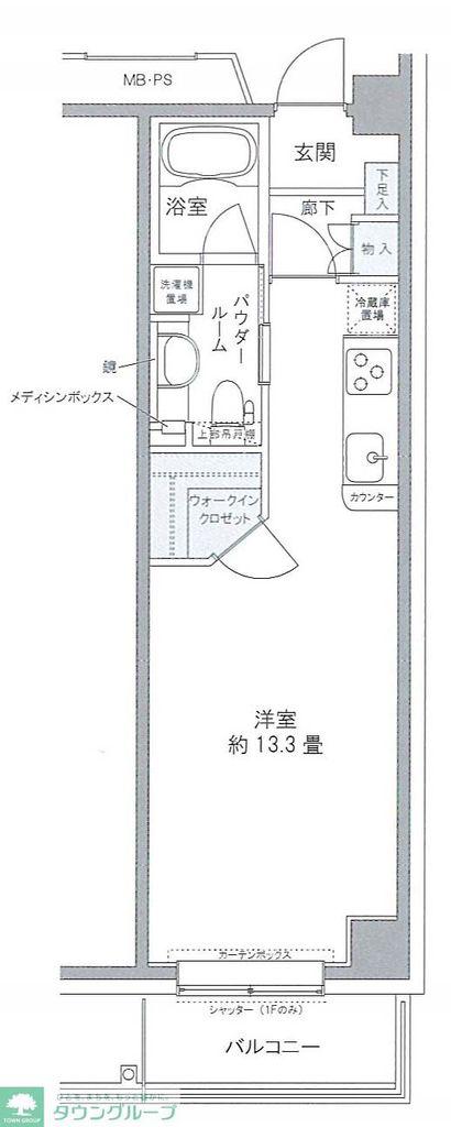 プライムアーバン豊洲(ワンルーム/1階)の間取り写真