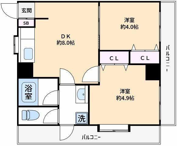 リブポート四街道(2DK/3階)の間取り写真