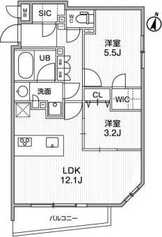 学芸大学(2LDK/4階)の間取り写真