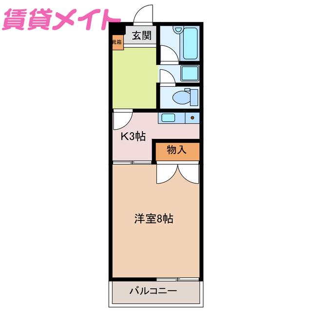 ハイマンション日永西 B棟(1K/1階)の間取り写真