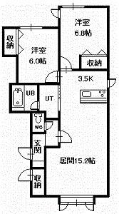クレア大町B(2LDK/2階)の間取り写真