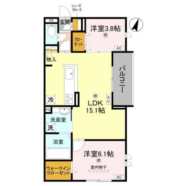 グランヴェールVII(2LDK/2階)の間取り写真