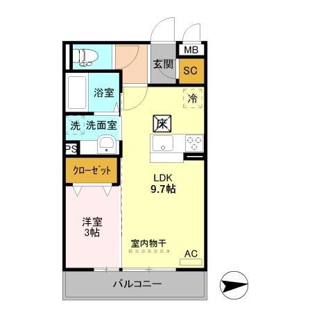 ヴィクトワール(1LDK/1階)の間取り写真