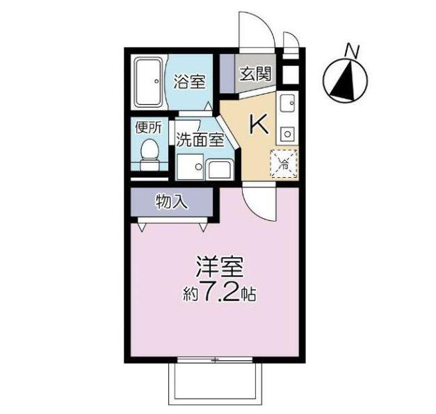 Kメゾン(1K/2階)の間取り写真