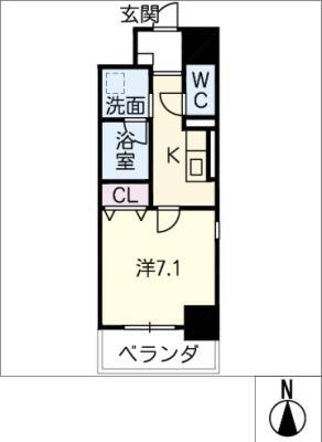 ファスティーナ本陣(1K/5階)の間取り写真