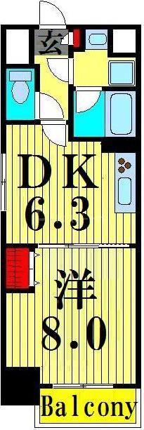 コンフォール亀有(1DK/7階)の間取り写真