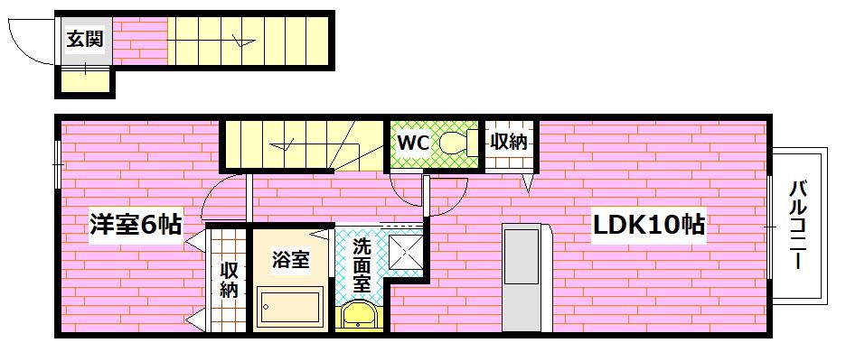 カノン・エス(1LDK/2階)の間取り写真