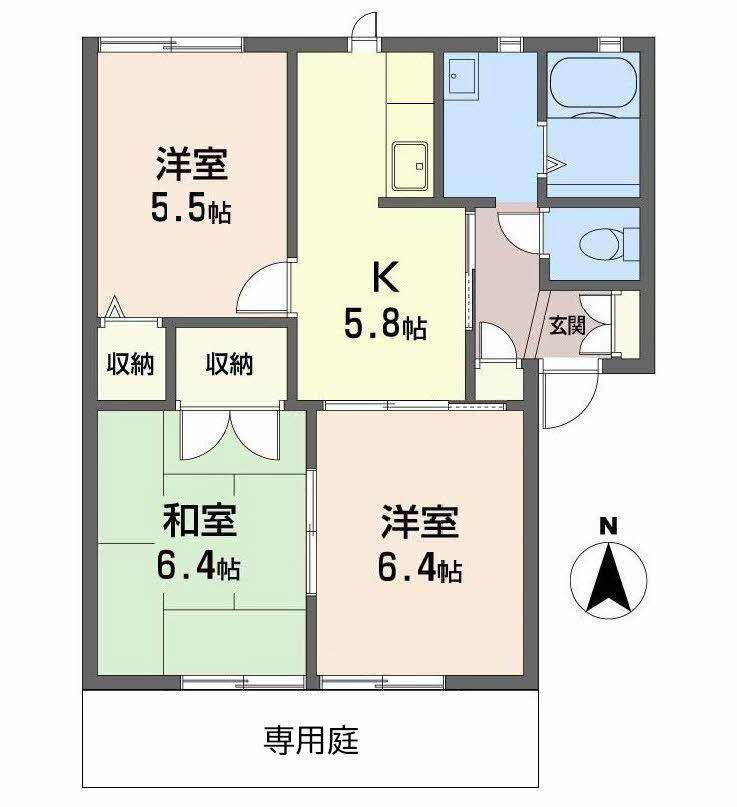 ディアス大塩(3K/1階)の間取り写真