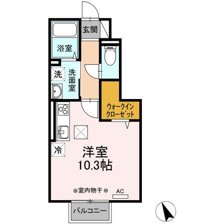 D-ROOM横塚(ワンルーム/1階)の間取り写真