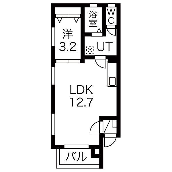 MIA CASA 津賀田(1LDK/2階)の間取り写真