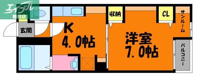スカイコート II(1K/3階)の間取り写真