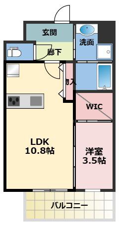 ALIVIS三国本町(1LDK/4階)の間取り写真