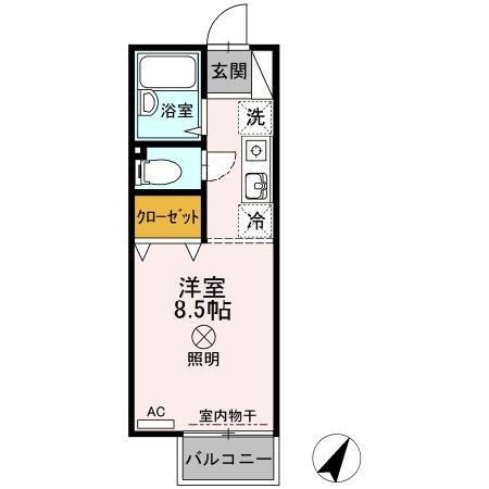 サンハイツASA(ワンルーム/1階)の間取り写真