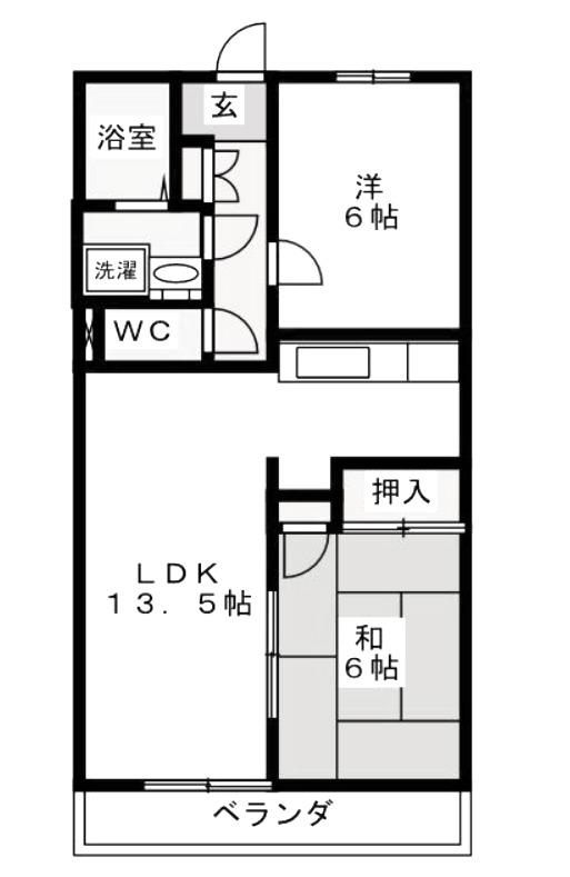 ウエストヒルズMARUKA(2LDK/4階)の間取り写真