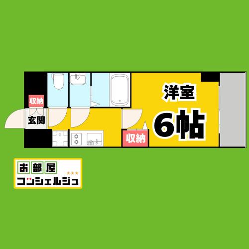 ディアレイシャス名古屋浄心(1K/13階)の間取り写真