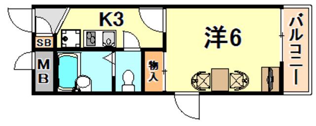 レオパレスシーブリーズ(1K/2階)の間取り写真