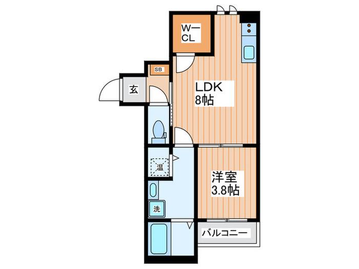 ALEGRIA古川橋(1LDK/3階)の間取り写真