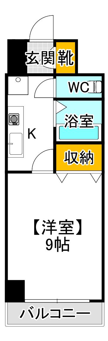 グランデール野田(1K/4階)の間取り写真