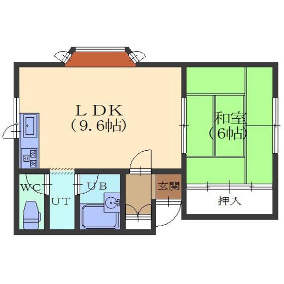 ワイアパート(1LDK/2階)の間取り写真
