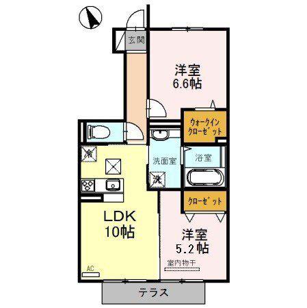 レセンテシャトー(2LDK/1階)の間取り写真